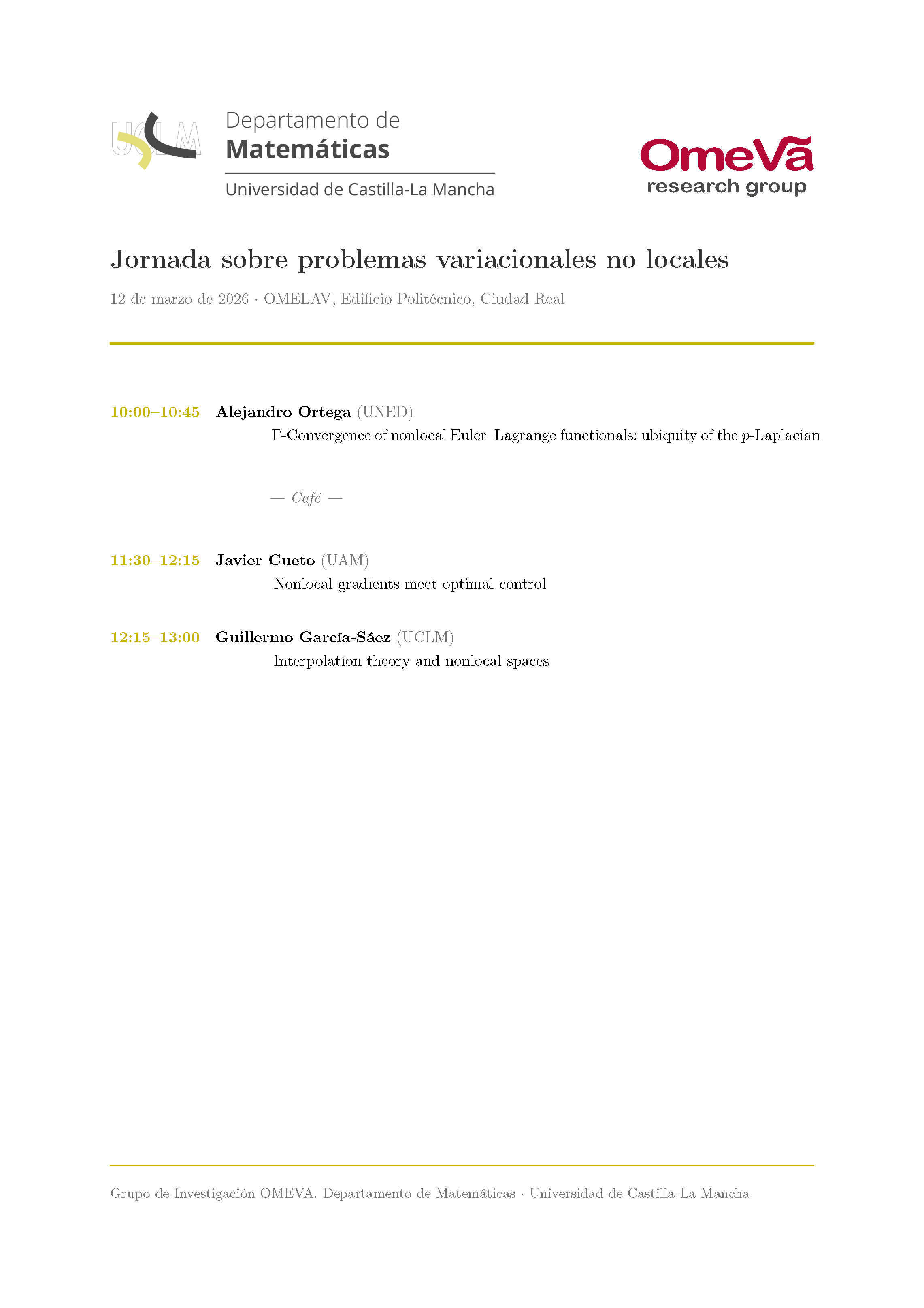 Jornadas sobre problemas variacionales no locales 