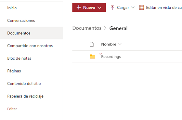 Grabaciones en Sharepoint