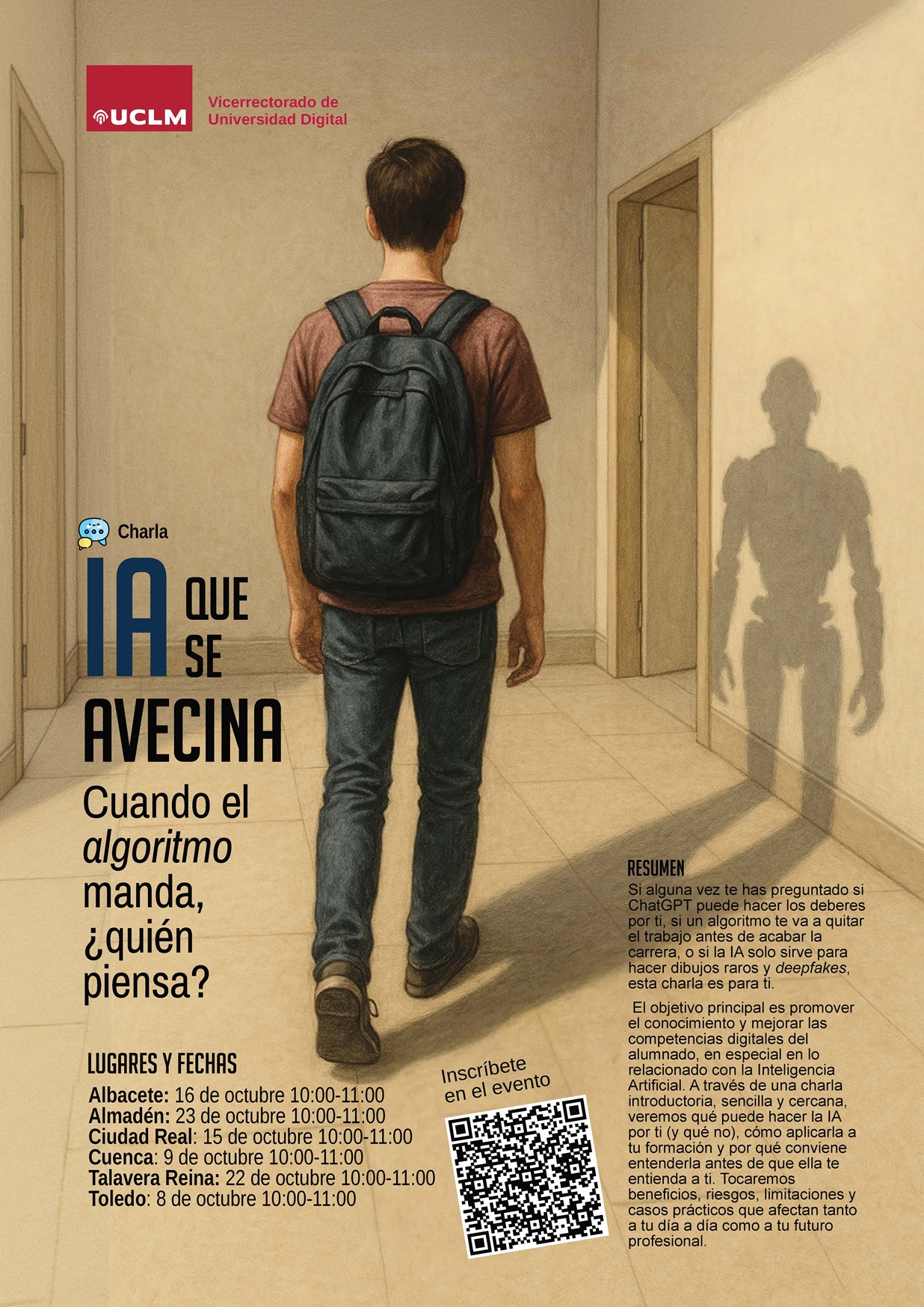 Charlas sobre IA para Estudiantes (15 de octubre, 10:00 h – Paraninfo Luis Arroyo)